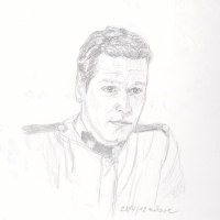 three pencil sketches of Fraser